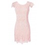 Pale Pink Crochet Lace Capsleeve Pencil Dress, Cute Date Dress, Pink Crochet Lace Dress, Cute Juniors Dress, Pale Pink Lace Summer Dress