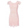 Pale Pink Crochet Lace Capsleeve Pencil Dress, Cute Date Dress, Pink Crochet Lace Dress, Cute Juniors Dress, Pale Pink Lace Summer Dress