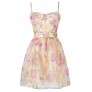 Pink and Ivory Belted Floral Sundress, Pink and Ivory Floral Print Dress, Cute Juniors Dress, Cute Floral Print Dress