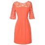 Orange Coral Crochet Lace Sheath Dress, Cute Orange Coral Summer Dress, Cute Juniors Crochet Lace Sheath Dress