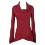 Cute Red Burgundy Crossover Sweater Jacket Top, Cute Red Casual Crossover Jacket