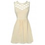 Cute Beige Cutout Lattice Dress, Cute Beige Party Dress, Beige Summer Dress  