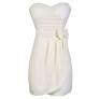 Off White Bow Dress, Off White Strapless Rehearsal Dinner Dress, Ivory Bow Strapless Dress, Cute Ivory Summer Dress, Ivory Party Dress