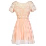 Peach Lace Dress, Cute Peach Dress, Peach Summer Dress, Peach Crochet Lace Dress, Peach Bridesmaid Dress, Peach Crochet Lace Dress, Peach Lace and Chiffon Dress