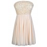 Cute Cream Dress, Strapless Beige Dress, Ivory Rehearsal Dinner Dress, Cream Strapless Dress, Beige Strapless Party Dress
