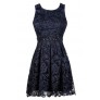 Navy Lace Dress, Cute Navy Dress, Navy Embellished Dress, Navy Lace A-Line Dress, Navy Lace Party Dress