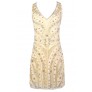 Roaring 20s Dress, Great Gatsby Dress, Embellished Party Dress, Beige Sequin and Rhinestone Dress, Beaded Great Gatsby Dress, Beaded Party Dress