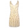 Roaring 20s Dress, Great Gatsby Dress, Embellished Party Dress, Beige Sequin and Rhinestone Dress, Beaded Great Gatsby Dress, Beaded Party Dress