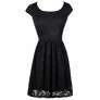 Black Lace Dress, Black Lace Capsleeve Dress, Black Lace A-Line Dress, Little Black Dress, Black Lace Party Dress