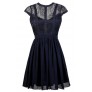 Navy Lace Dress, Cute Navy Dress, Navy Party Dress, Navy Sundress, Navy A-Line Dress, Blue Lace Dress