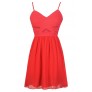 Cute Coral Dress, Coral A-Line Dress, Coral Party Dress, Coral Cocktail Dress, Coral Chiffon Dress