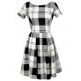 Black and White Plaid Dress, Cute Plaid Dress, Black and Ivory Plaid Dress, Black and White Plaid A-Line Dress, Black and Ivory Plaid A-Line Dress