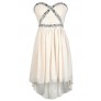 Ivory Prom Dress, Cream Prom Dress, Beaded Ivory Dress, Beaded Cream Dress, Ivory High Low Dress, Cream High Low Dress, Rhinestone High Low Dress, Embellished Ivory Dress, Ivory Rehearsal Dinner Dress, Cream Rehearsal Dinner Dress, Cute Prom Dress
