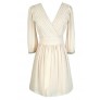 Beige Rehearsal Dinner Dress, Beige Bridal Shower Dress, Ivory Rehearsal Dinner Dress, Ivory Bridal Shower Dress, Beige Party Dress, Beige Cocktail Dress, Beige Three Quarter Sleeve Dress, Beige Chiffon Dress, Ivory Party Dress