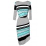 Cute Stripe Dress, Mint Stripe Dress, Aqua Stripe Dress, Teal Stripe Dress, Stripe Bodycon Dress, Fitted Stripe Dress, Stripe Midi Dress