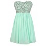 Cute Prom Dress, Mint Sequin Prom Dress, Mint and Silver Sequin Dress, Mint Party Dress, Mint Cocktail Dress, Mint A-Line Dress, Mint Chiffon Dress