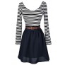 Belted Stripe Dress, Navy Stripe Dress, Cute Fall Dress, Navy A-Line Stripe Dress, A-Line Stripe Dress, Colorblock Stripe Dress, Navy Colorblock Stripe Dress