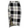 Black and White Plaid Skirt, Black and Ivory Plaid Skirt, Cute Plaid Skirt, Plaid Pencil Skirt, Crossover Pencil Skirt, Plaid Printed Skirt