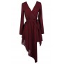 Cute Wrap Dress, Cute Holiday Dress, Cute Christmas Dress, Cute Party Dress, Avante Garde Dress, Burgundy Wrap Dress, Asymetrical Wrap Dress,  