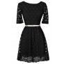 Black Lace Dress, Black Lace A-Line Dress, Cute Black Dress, Black Lace Belted Dress, Black Lace Party Dress, Black Lace Dress With Sleeves, Cute Fall Dress