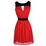 Cute Black and Red Dress, Black and Red Colorblock Dress, Black and Red A-Line Dress, Black and Red Cutout Dress, Black and Red Party Dress