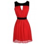Cute Black and Red Dress, Black and Red Colorblock Dress, Black and Red A-Line Dress, Black and Red Cutout Dress, Black and Red Party Dress
