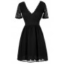 Cute Black Dress, Little Black Dress, Black Lace Dress, Black Lace A-Line Dress, Black Lace Dress With Sleeves, Black Lace Party Dress