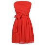 Cute Red Dress, Red Party Dress, Red Strapless Dress, Red Chiffon Dress, Bright Red Dress, Cute Holiday Dress, Cute Christmas Dress, Cute Christmas Party Dress, Red Bridesmaid Dress, Cute Bridesmaid Dress, Red Strapless Chiffon Dress, Red Strapless A-Line