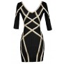 Cute Bodycon Dress, Black and Beige Bodycon Dress, Bodycon Dress With Sleeves, Studded Bodycon Dress, Black and Beige Studded Bodycon Dress