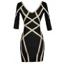 Cute Bodycon Dress, Black and Beige Bodycon Dress, Bodycon Dress With Sleeves, Studded Bodycon Dress, Black and Beige Studded Bodycon Dress