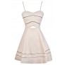 Beige A-Line Dress, Beige Party Dress, Beige Cutout Dress, Cute Beige and Black Dress