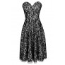 Black Lace A-Line Midi Dress, Strapless Black and White Lace Dress, Strapless Black and Ivory Lace Dress, Black and White A-Line Midi Dress, Black Lace A-Line Midi Dress, Strapless Black Lace A-Line Dress