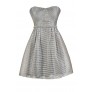 Cute Grey Dress, Grey Stripe Dress, Grey Party Dress, Grey Pearl Dress, Grey A-Line Bridesmaid Dress, Grey Stripe Pearl Dress