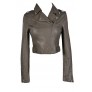 Grey Leatherette Jacket, Grey Faux Leather Moto Jacket, Grey Leatherette Moto Jacket, Cute Grey Leatherette Jacket