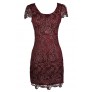 Burgundy Lace Dress, Burgundy Lace Pencil Dress, Burgundy Capsleeve Lace Dress, Burgundy and Gold Metallic Lace Dress