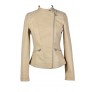 Beige Leatherette Jacket, Beige Faux Leather Jacket, Cute Beige Jacket, Beige Crossover Jacket