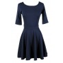 Cute Navy Dress, Navy A-Line Dress, Navy Party Dress, Navy Cocktail Dress, Navy Three Quarter Sleeve A-Line Dress, Blue Party Dress, Blue A-Line Dress