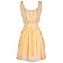 Cute Yellow Dress, Yellow Summer Dress, Yellow Party Dress, Yellow Lace Dress, Yellow Crochet Lace Dress, Yellow A-Line Dress