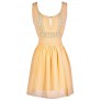 Cute Yellow Dress, Yellow Summer Dress, Yellow Party Dress, Yellow Lace Dress, Yellow Crochet Lace Dress, Yellow A-Line Dress