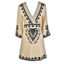 Black and Beige Caftan, Cute Summer Dress, Black and Beige Embroidered Dress, Cute Coverup, Swimwear Coverup, Cute Caftan Dress