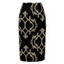Black and Gold Pencil Skirt, Cute Black and Gold Skirt, Pattern Pencil Skirt