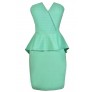 Cute Mint Dress, Mint Peplum Dress, Strapless Mint Dress, Mint Party Dress, Mint Cocktail Dress