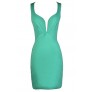 Mint Party Dress, Mint Cocktail Dress, Cute Mint Dress, Mint Bodycon Dress, Mint Plunging Neckline Dress, Fitted Mint Dress