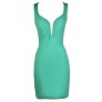 Mint Party Dress, Mint Cocktail Dress, Cute Mint Dress, Mint Bodycon Dress, Mint Plunging Neckline Dress, Fitted Mint Dress