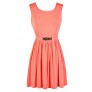 Cute Pink Dress, Pink Coral Dress, Pink Party Dress, Belted Pink Dress, Pink Summer Dress, Pink Country Dress, Pink A-Line Dress, Coral Pink Summer Dress