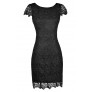 Cute Black Dress, Black Lace Dress, Black Lace Pencil Dress, Black Lace Capsleeve Pencil Dress, Black Lace Party Dress, Black Lace Cocktail Dress, Cute Black Dress