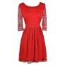 Cute Red Dress, Red Lace Dress, Red Lace Party Dress, Red Lace Cocktail Dress, Red Lace Summer Dress, Red Lace A-Line Dress