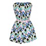 Cute Romper, Summer Romper, Printed Romper, Belted Romper, Blue and Green Romper, Blue and Pink Romper