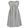 Cute Grey Dress, Grey Bridesmaid Dress, Grey Chiffon Dress, Grey Party Dress, Grey Cocktail Dress, Grey Beaded Dress, Grey Embellished Dress