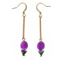 Cute Purple Earrings, Purple Drop Earrings, Purple Dangle Earrings, Purple and Gold Earrings